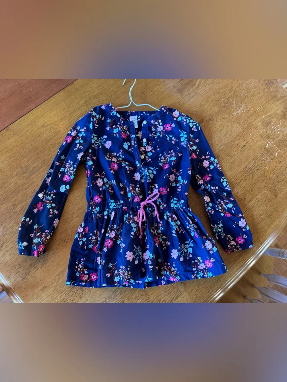 Carter’s Girls Size 6 Navy Floral Long Sleeve Peplum Blouse